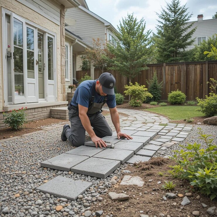 Man making marble path 1040470 34261
