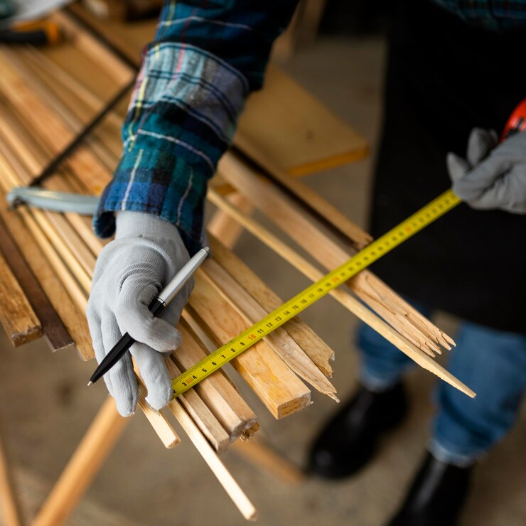 Woman working workshop measuring close up 23 2148836018